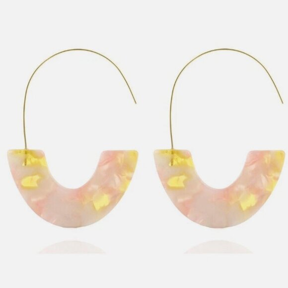 NWT Baublebar Faidra Pink Multi Gold Lucite Drop Earrings - Picture 5 of 5